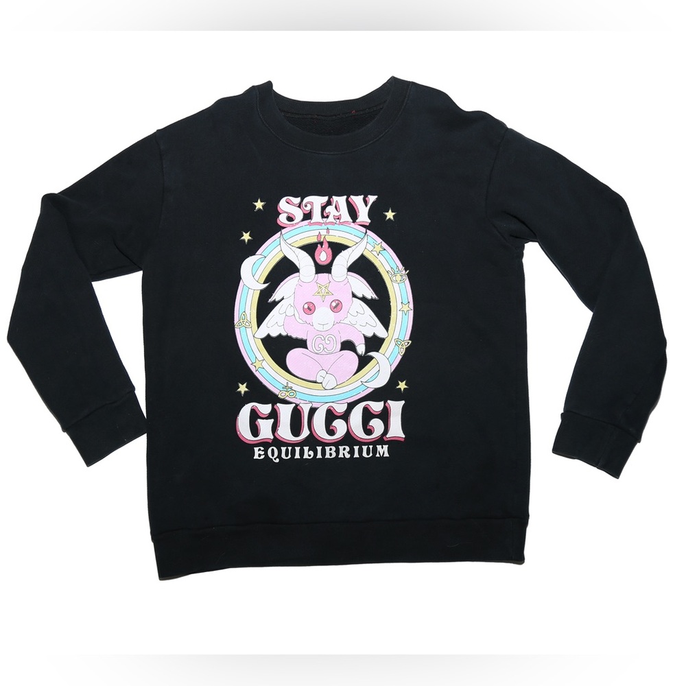 GUCCI "BABY BAPHOMET" EQUILIBRIUM CREW NECK SWEATER BLACK SIZE MEDIUM